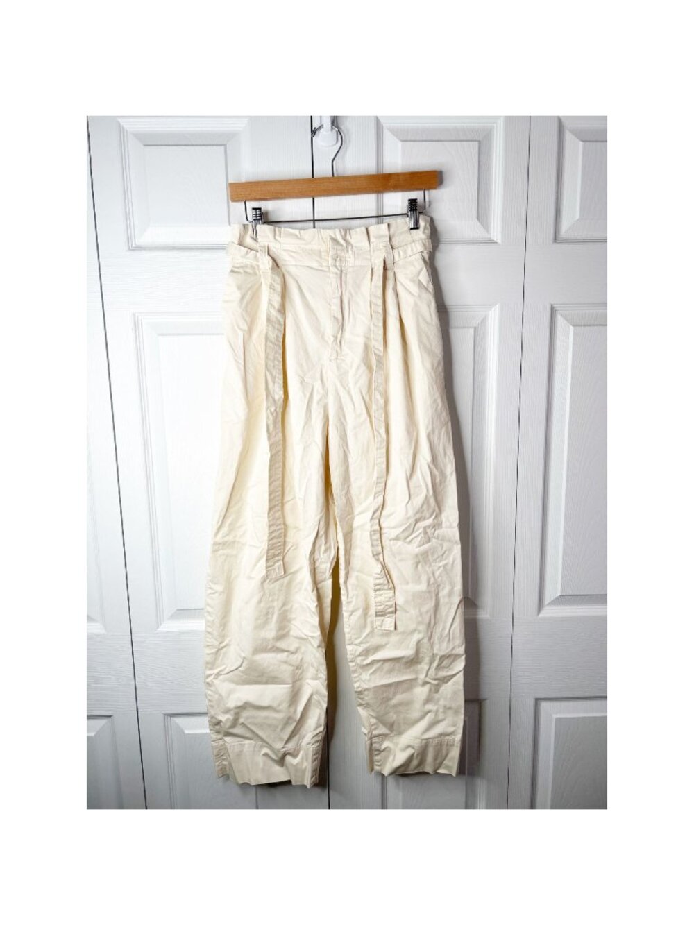 Everlane The Paperbag Canvas Ivory Cream Extra High Rise Pants Women's Medium M